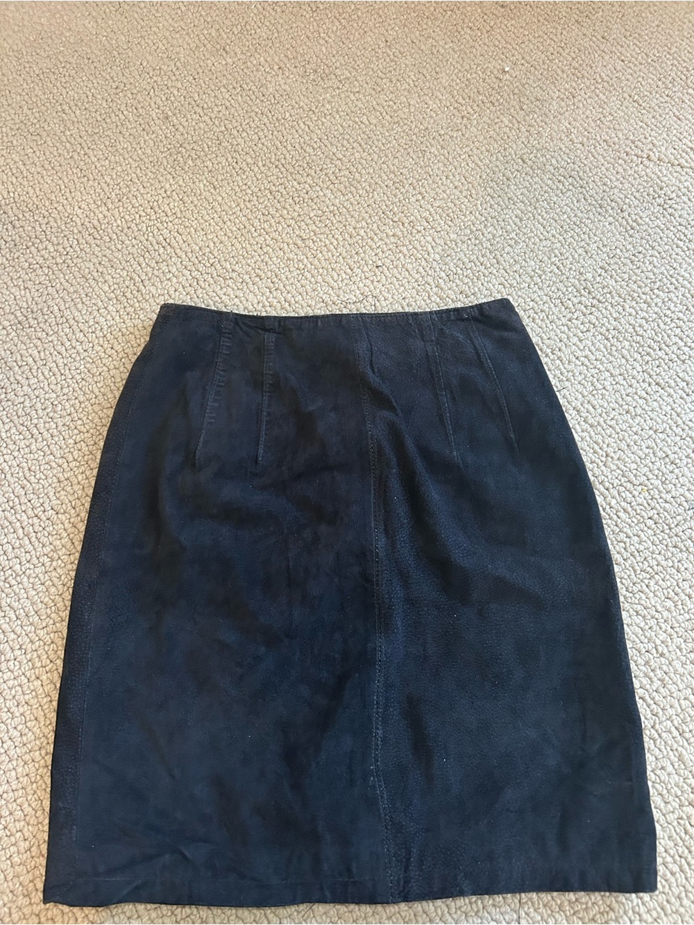 Classic Black Suede Pencil Skirt